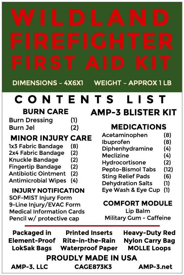 Wildland Firefighter First Aid Kit by AMP-3 | Made in USA